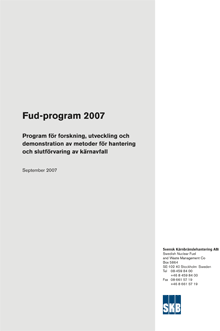 Kärnavfallsbolagets, SKB:s, FUD-rapport 2007